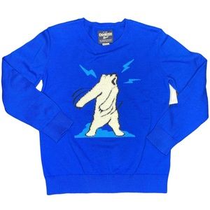 OSHKOSH B’GOSH NWT Y14 Blue White Flossing Textured Polar Bear Sweater